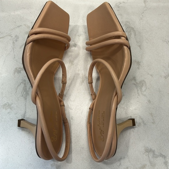 Seychelles Banks Leather Sandal Square Toe Neutral Kitten Heel 9 - Picture 12 of 16